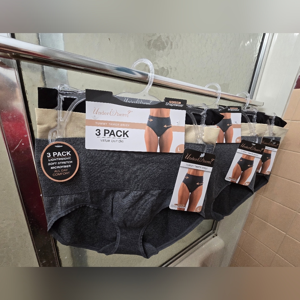 NWT UnderWhere? 3PK Tummy Taming Shapewear. Modera Control.  M, L, & XL. $38 Eac